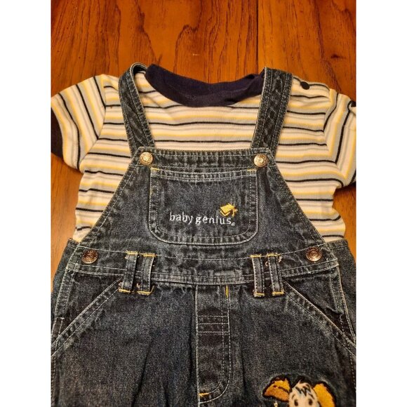 Vintage Baby Genius Denim Overalls w/Shirt 18 Months Embroidered Puppy Alligator - Picture 2 of 16